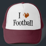 I Love Football Trucker Hat<br><div class="desc">So glad it is football season again. Heart-shaped football! I heart football gifts.</div>