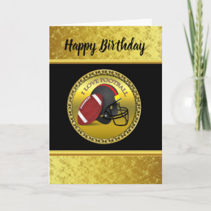 I love football with a football and helmet card