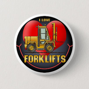 I Love Forklift Trucks Button Pin