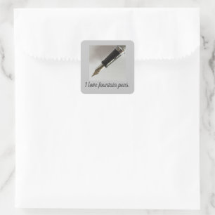 I Love Fountain Pens Square Sticker