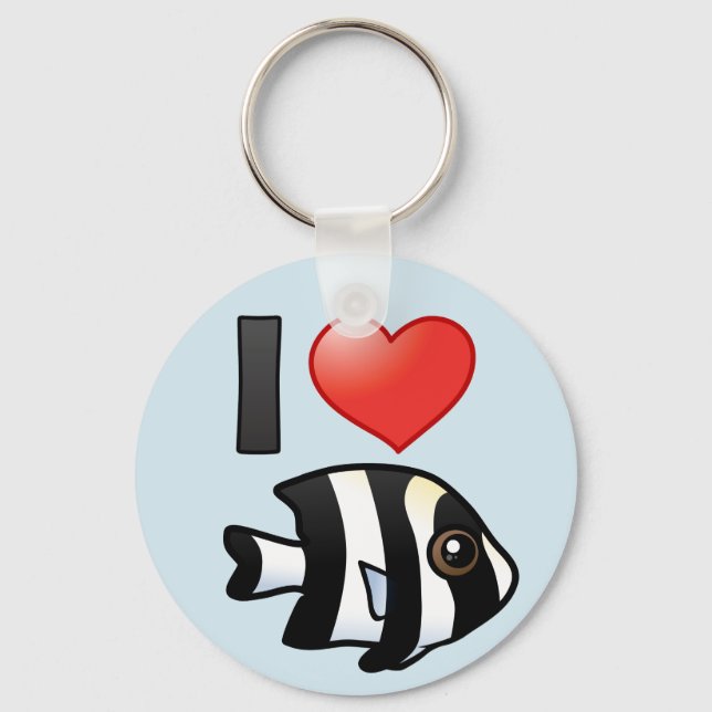 I Love Four Stripe Damselfish Keychain (Front)