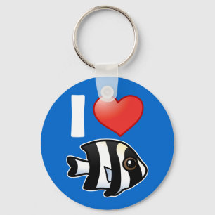I Love Four Stripe Damselfish Keychain