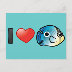 I Love Foureye Butterflyfish Postcard