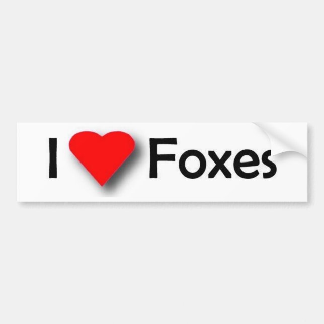 I Love Foxes Bumper Sticker (Front)
