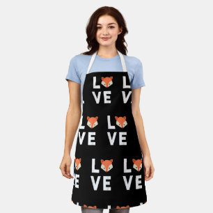 I Love Foxes Cute Fox Funny Fox Love Animal Face Apron