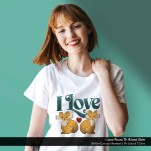I Love Foxes Cute Heart Tri-Blend Shirt