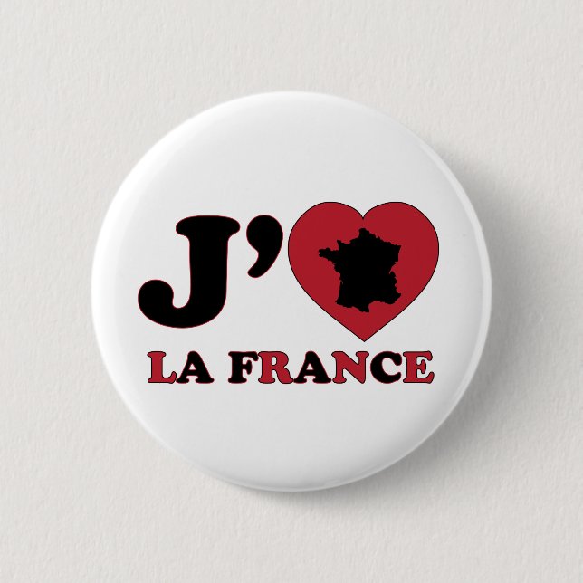 I Love France 2 Inch Round Button (Front)