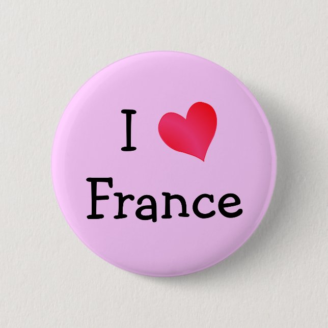 I Love France 2 Inch Round Button (Front)