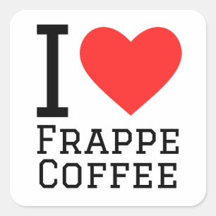 I love frappe coffee square sticker