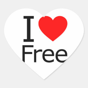 I Love Free Heart Sticker