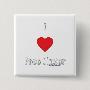 I love Free Jinger 2 Inch Square Button