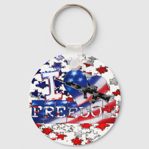 I LOVE FREEDOM - FIGHT FOR IT (GUN SYMBOL) KEYCHAIN