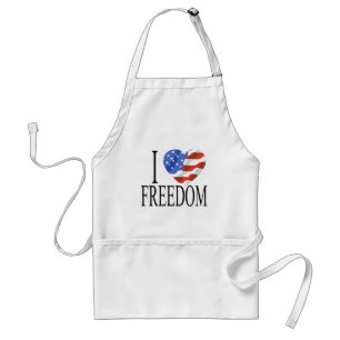 I Love Freedom US Flag Heart American Free Standard Apron