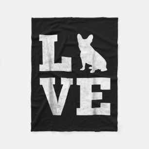 I Love French Bulldog  Frenchie Dog Lover Owner Fleece Blanket