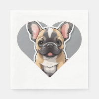 I LOVE FRENCH BULLDOGS Cute Cartoon Puppy in Heart