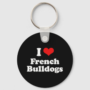 I Love French Bulldogs Keychain