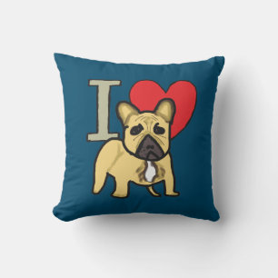I Love French Bulldogs Throw Pillow