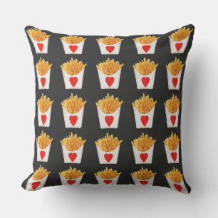 I Love French Fries Throw Pillow