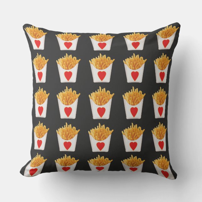 I Love French Fries Throw Pillow (Front)