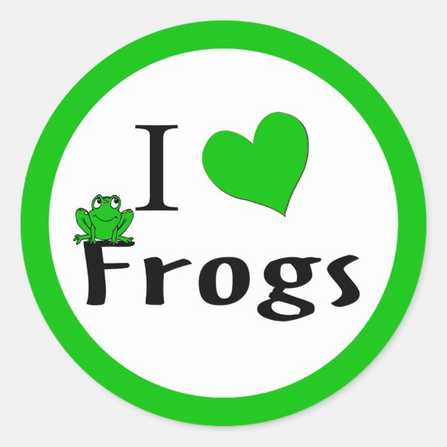 I Love Frogs Classic Round Sticker (Front)