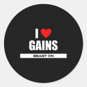 I Love Gains Bodybuilding Gainz Gym Fitness Traini Classic Round Sticker