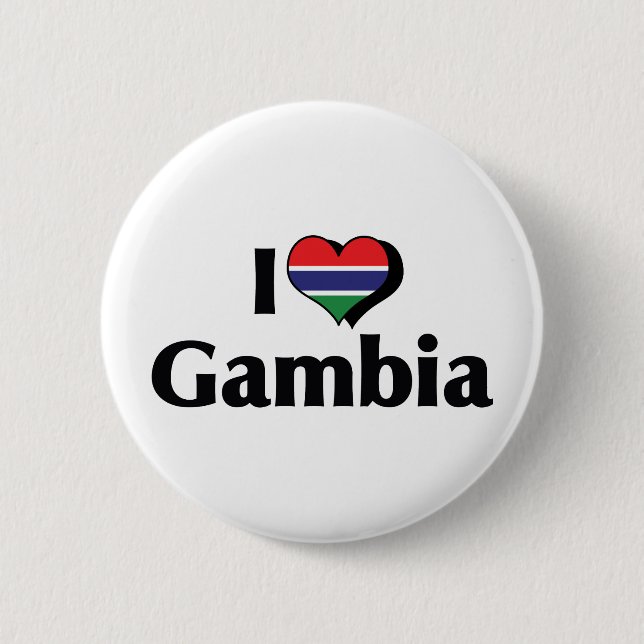 I Love Gambia Flag 2 Inch Round Button (Front)