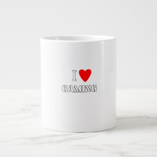 I Love Gaming Red Heart Typography Large Coffee Mug
