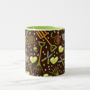 I love Gardening.(dark background version) Two-Tone Coffee Mug