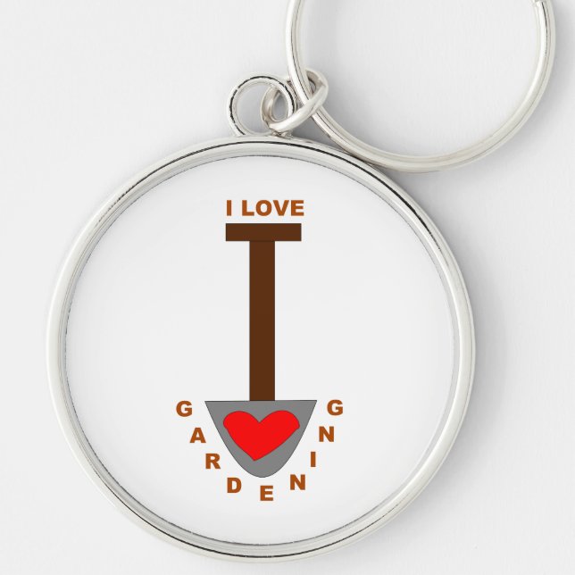 I Love Gardening Spade Keychain (Front)