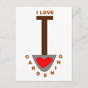I Love Gardening Spade Postcard