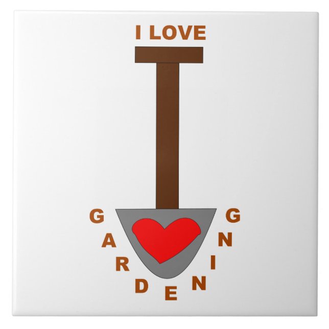 I Love Gardening Spade Tile (Front)