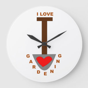 I Love Gardening Spade Wall Clock