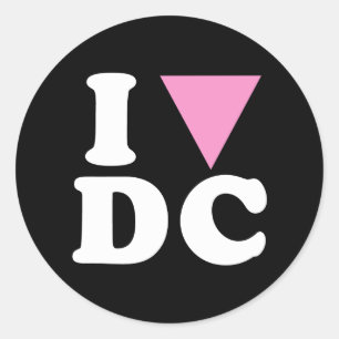 I LOVE GAY DC -- WHITE -.png Classic Round Sticker