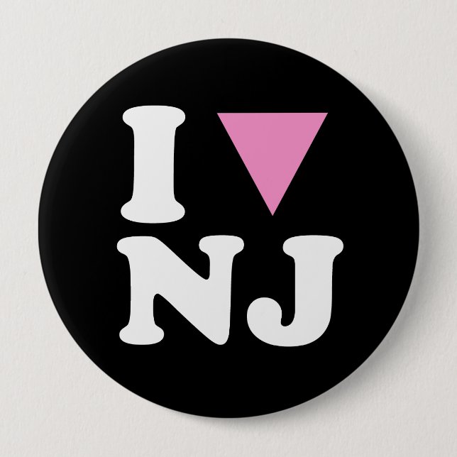 I LOVE GAY NJ - WHITE -.png 4 Inch Round Button (Front)