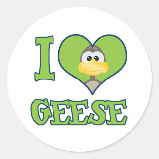 I Love geese Classic Round Sticker