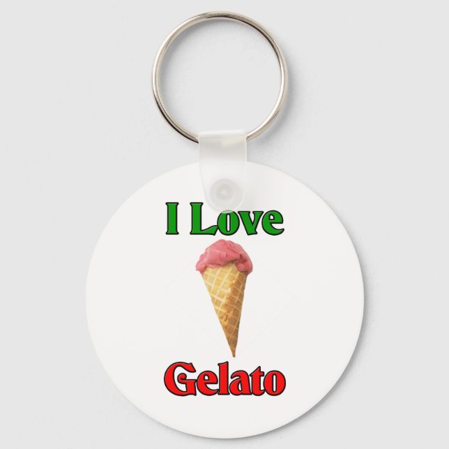 I Love Gelato (Italian Ice Cream) Keychain (Front)