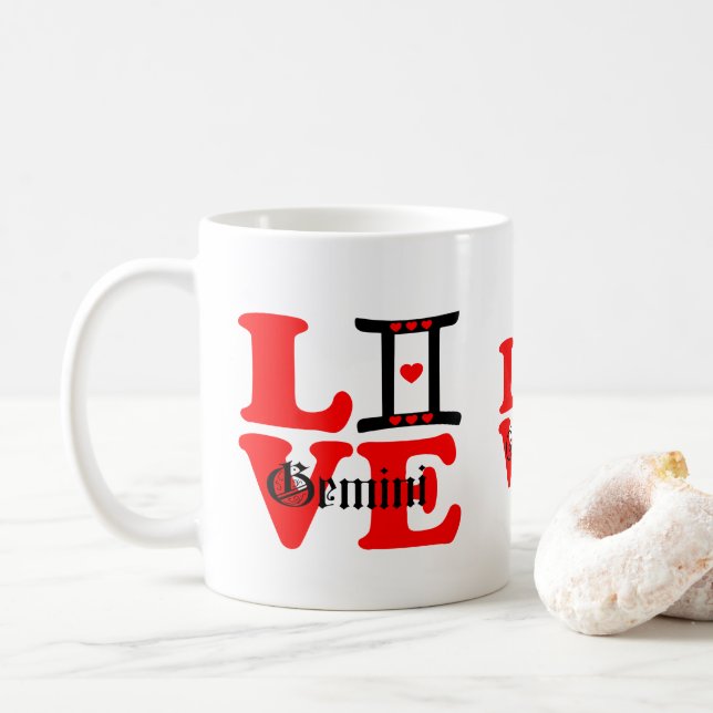 ♊★😍I Love Gemini-Best-Zodiac Sign Classic Coffee Coffee Mug (With Donut)