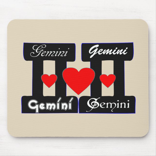 ♊★😍I Love Gemini-Best-Zodiac Sign Durable Mouse Pad (Front)