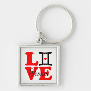 ♊★😍I Love Gemini-Best-Zodiac Sign Premium Keychain