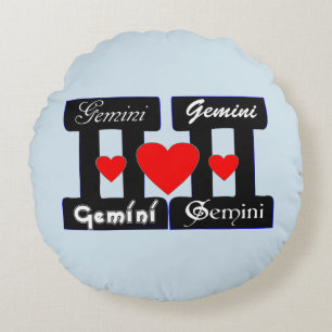 ♊★😍I Love Gemini-Best-Zodiac Sign Round Throw Pillow