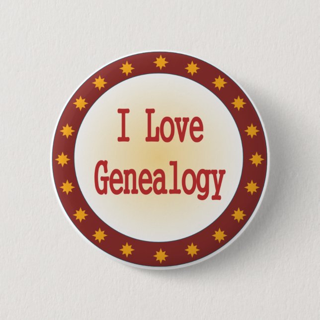 I Love Genealogy 2 Inch Round Button (Front)