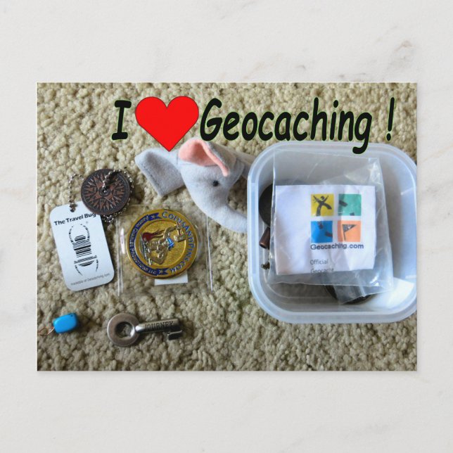 I Love Geocaching postcard: Open Cache Postcard (Front)