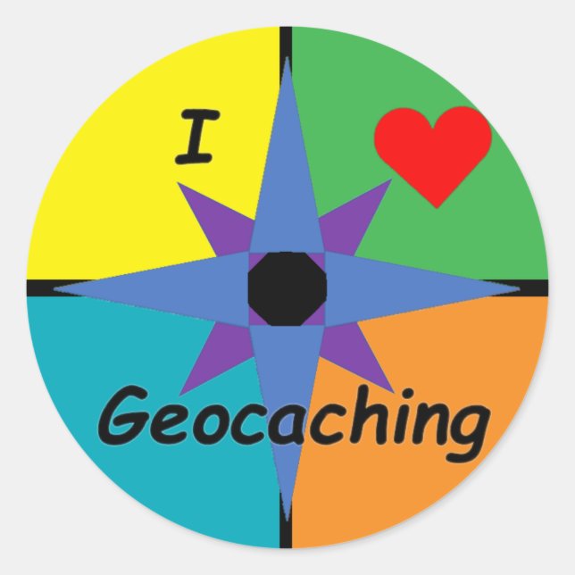 I Love Geocaching sticker (Large) (Front)
