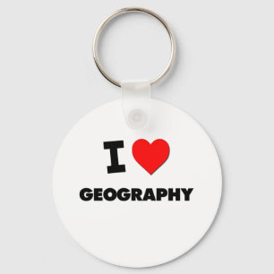 I Love Geography Keychain
