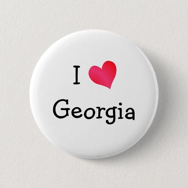 I Love Georgia 2 Inch Round Button (Front)