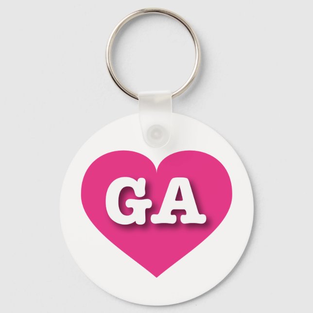 I love Georgia - GA hot pink heart Keychain (Front)