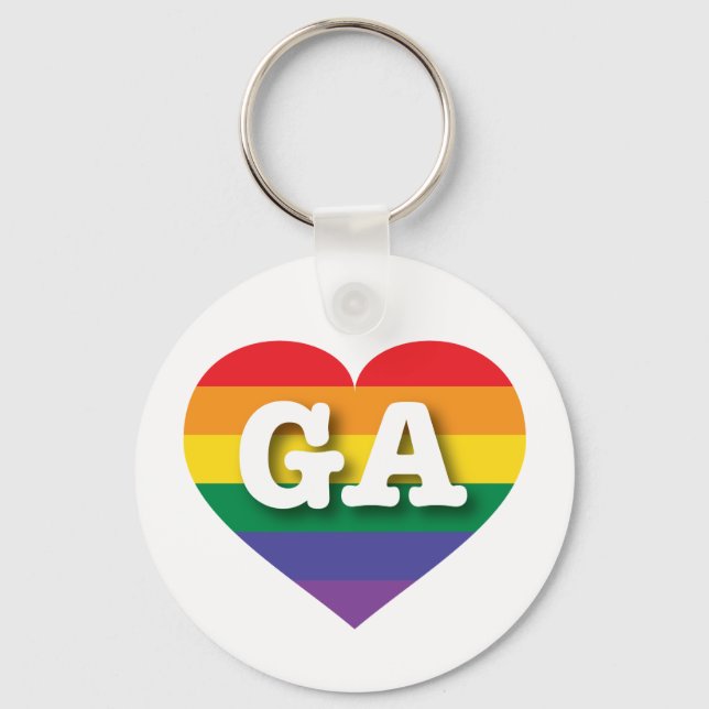 I Love Georgia Rainbow Heart Keychain (Front)