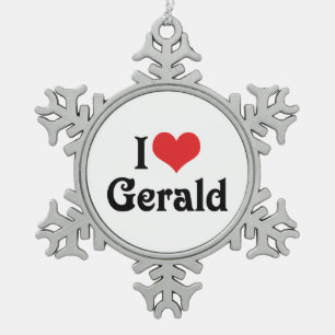 I Love Gerald Snowflake Pewter Christmas Ornament