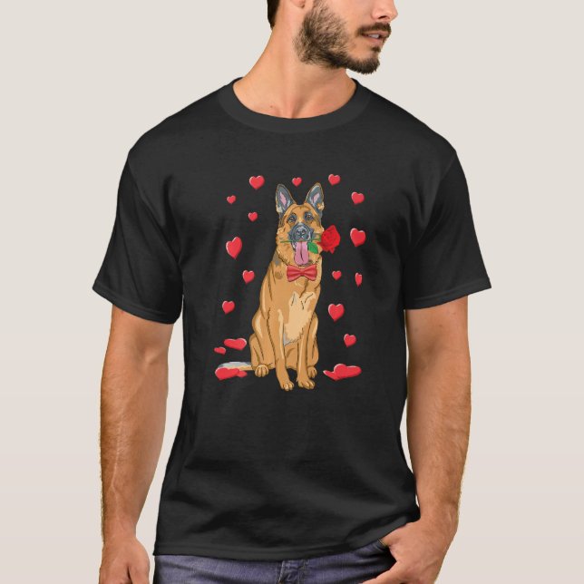 I Love German Shepherd Heart Valentines Day Funny  T-Shirt (Front)