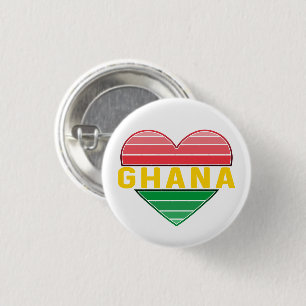 I Love Ghana, Ghanaian Heart 1 Inch Round Button